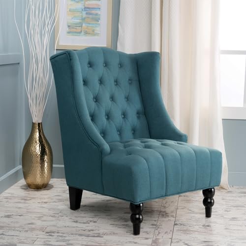 Wingback Accent Chair, Modern Button-Tufted Armchair, High-Back Fabric Club Chair for Reading in Bedroom,Living Room,Office Sofa Chair, Teal