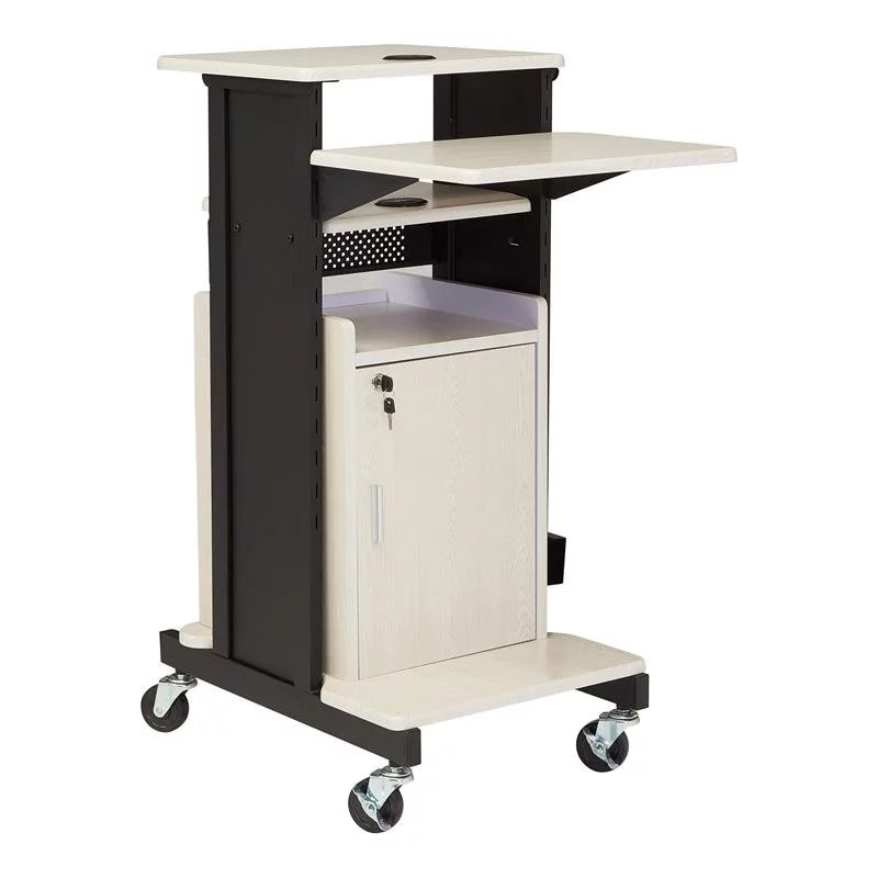 Oklahoma Sound PRC Series Metal Premium Plus Presentation Cart in Ivory/Black