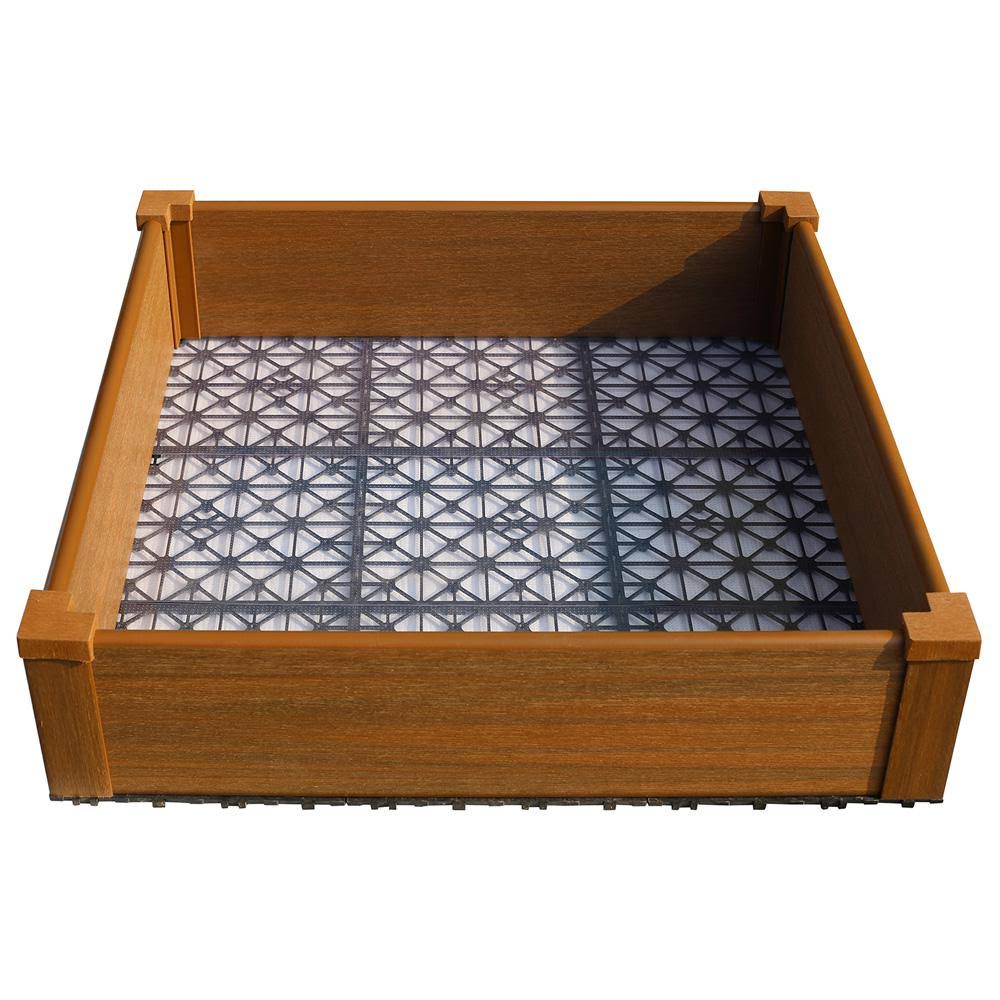 NewTechWood 36 in. x 36 in. Peruvian Teak Composite Lumber Patio Raised Garden Bed Kit, Brown