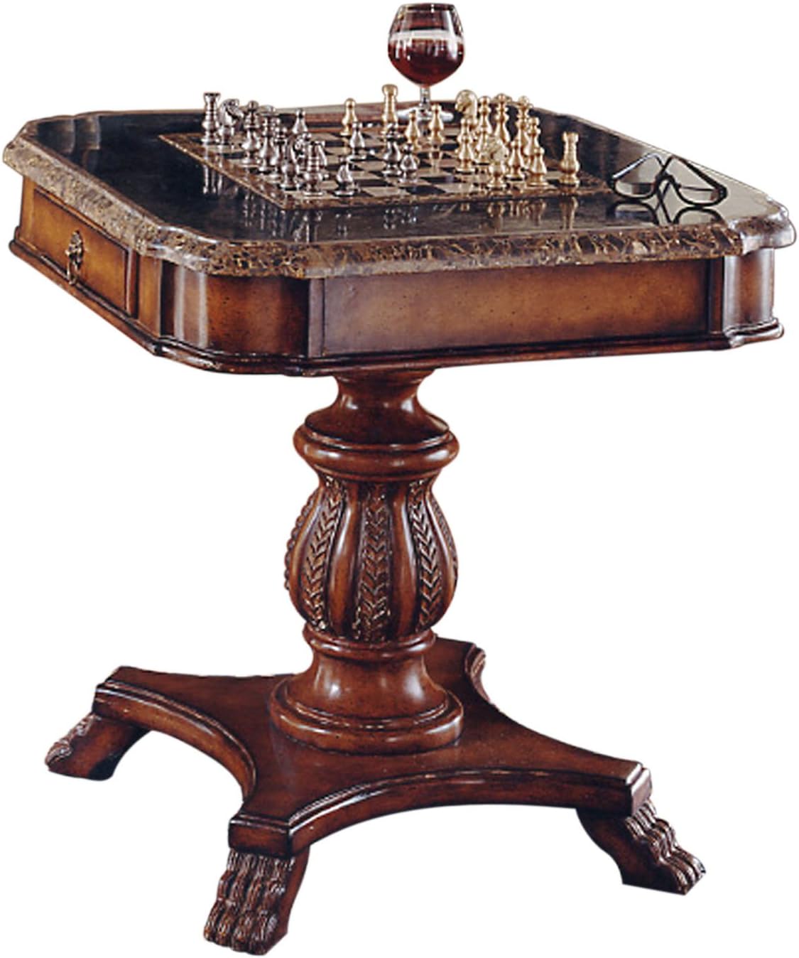 Butler Modern 2-Drawer Wood Heritage Modern Game Table, Reversible Chess/Backgammon Game Board, 30 x 30 x 31 inches