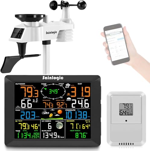 Sainlogic Home10-in-1 WiFi Smart Weather Station with Outdoor 7-in-1 Sensor, Internet Wireless Weather Station Remote Monitoring System