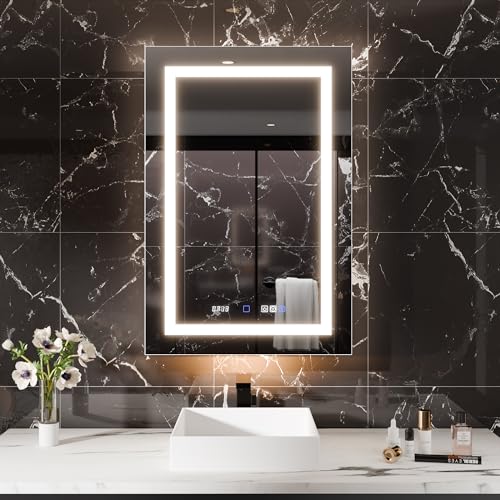 Smart Lighted Medicine Cabinet with Mirror, 24" x 36" LED Medicine Cabinet Mirror for Bathroom with Built-in High-Power Outlet