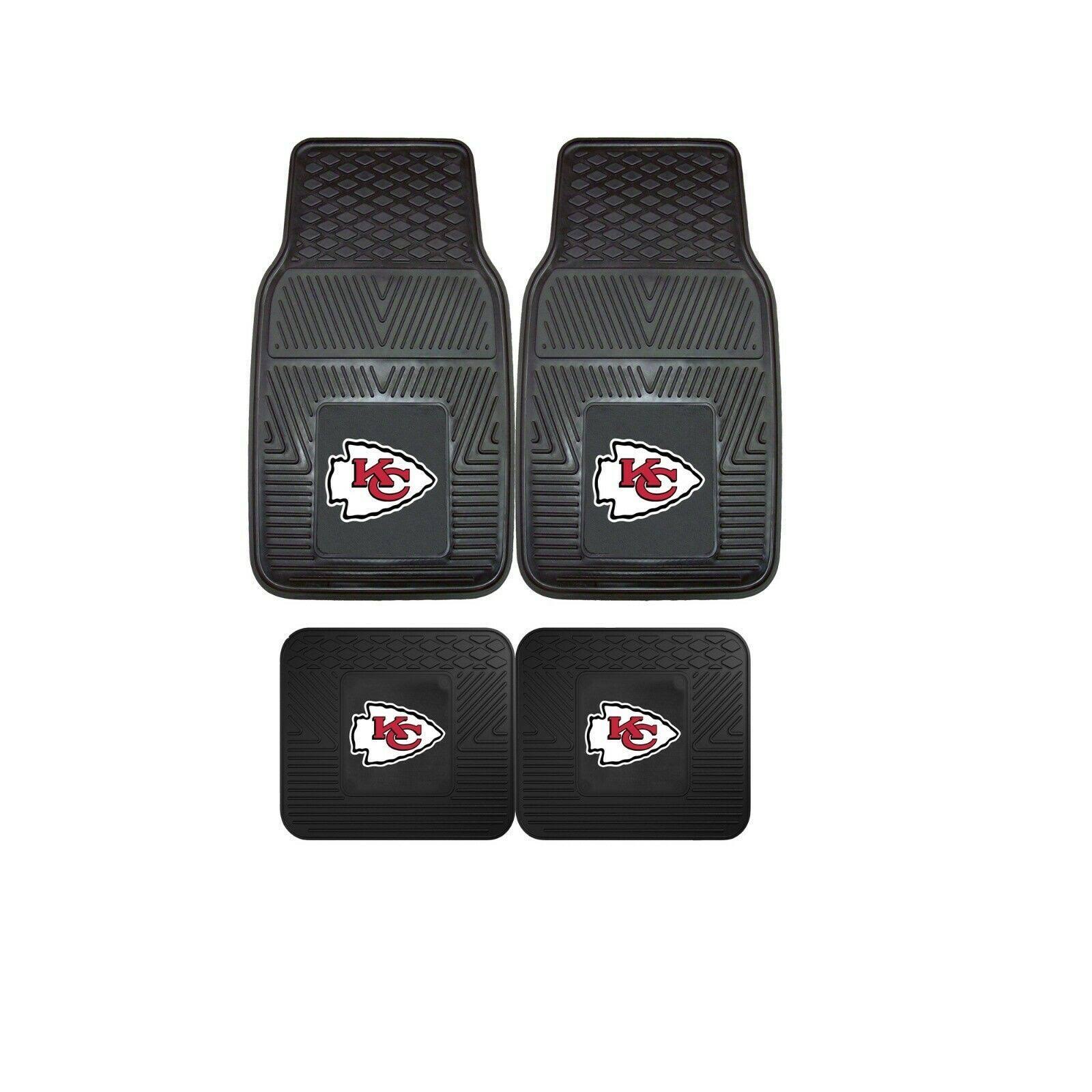 Fan Mats Kansas City Chiefs NFL 4pc Floor Mat Sets (Front and Rear) - Heavy Duty-Cars, Trucks, SUVs