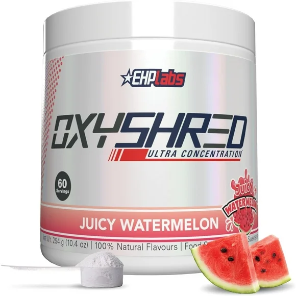 EHP Labs OxyShred Pre Workout Powder - Preworkout Powder with L Glutamine & Acetyl L Carnitine, Energy Boost Drink - Juicy Watermelon, 60 Servings