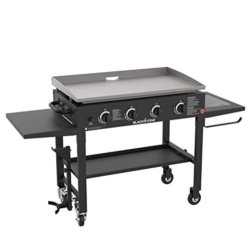 Blackstone 36" Cooking Station 4 Burner Propane Fuelled Restaurant Grade Professional 36 Inch Outdoor Flat Top Gas Griddle with Built in Cutting