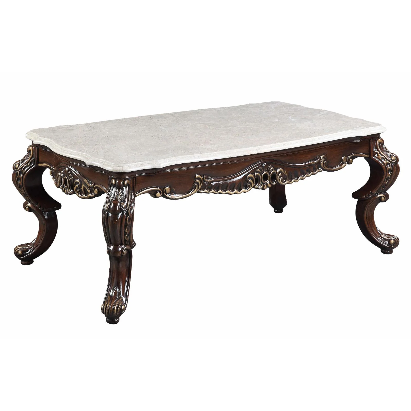 LV00812 - Coffee Table, Marble & Antique Oak Finish - Benbek