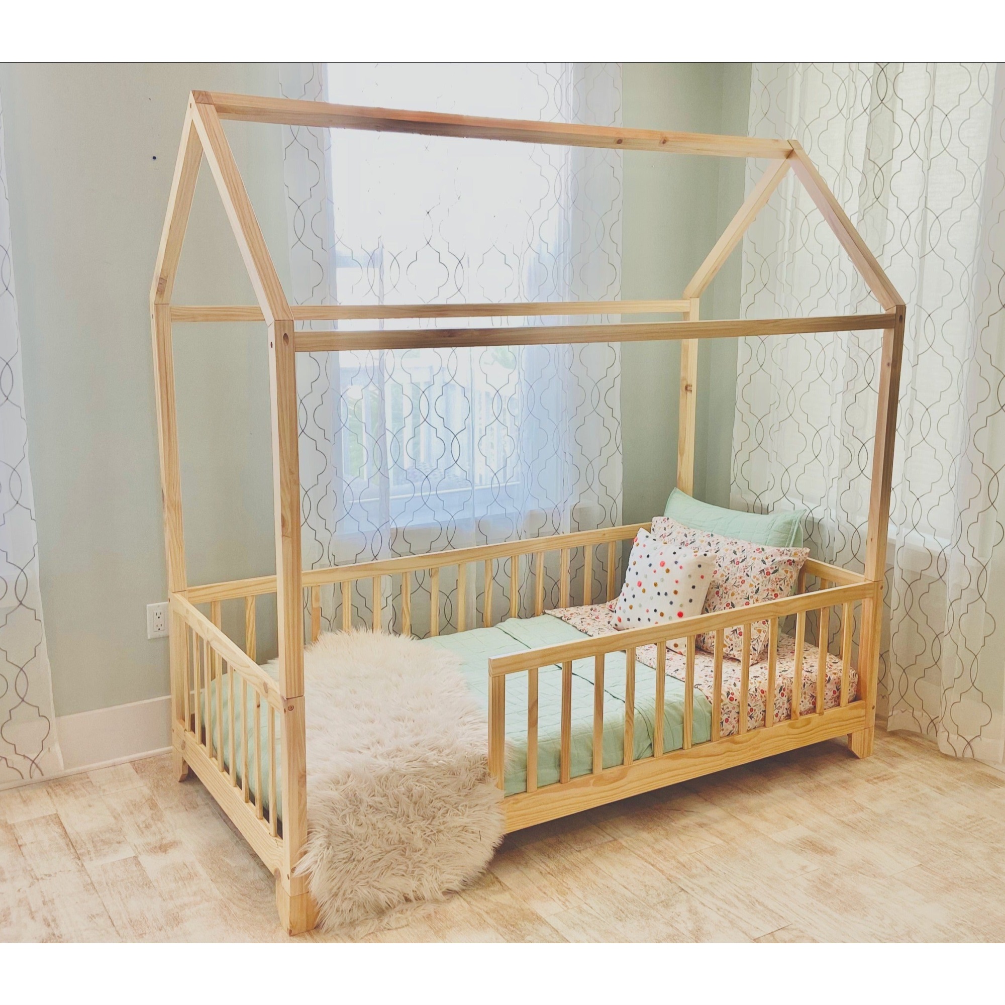 Convertible Floor Bed Frame with Rails