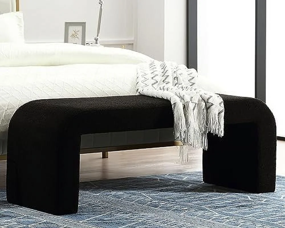 LNboomLife Modern Upholstered Ottoman Waterfall Bench for Bedroom End of Bed  50"