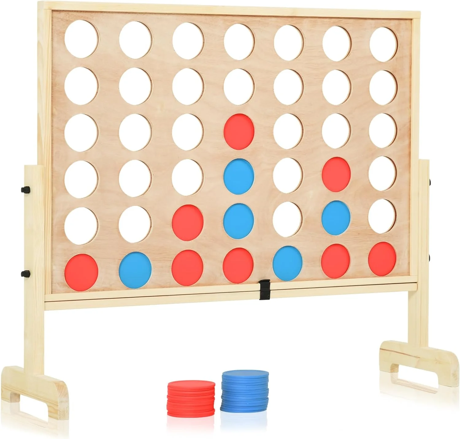 RayChee Premium Giant 4 in a Row Connect Games, Wooden Connect Four Game Jumbo, Connect 4 Giant Yard Game w/42 Pcs Chips