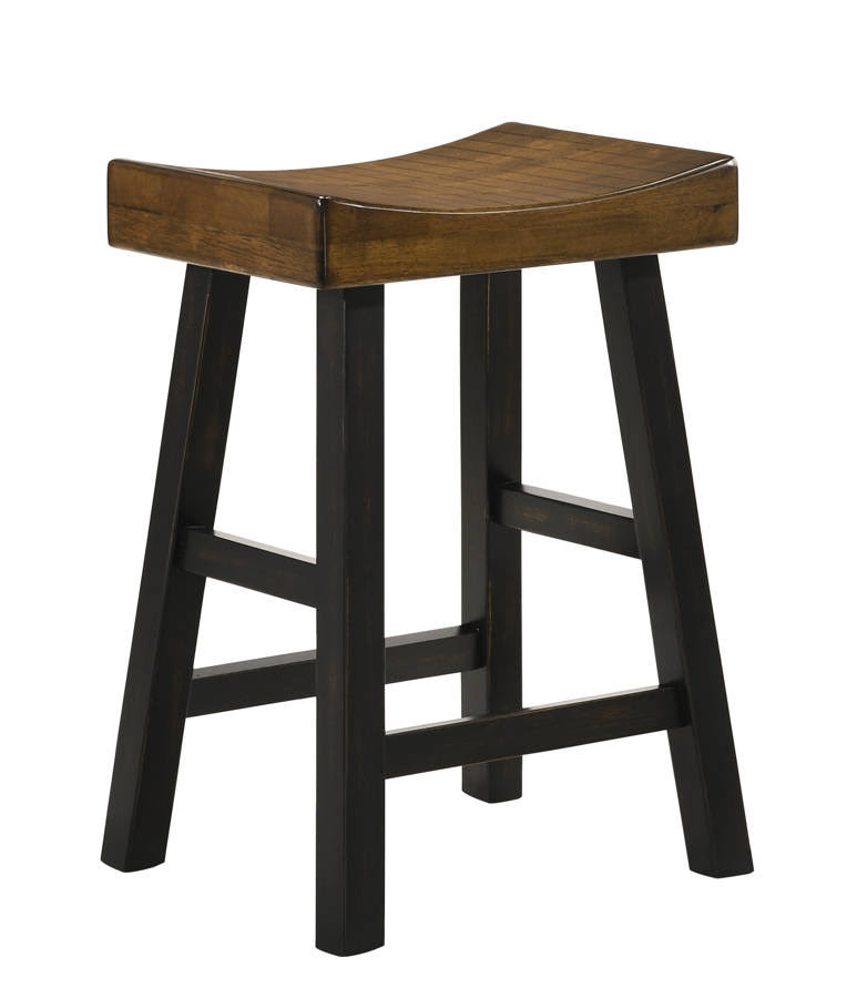 Crown Mark Aruba Rustic Oak Saddle Stool 24 inch (Pair)