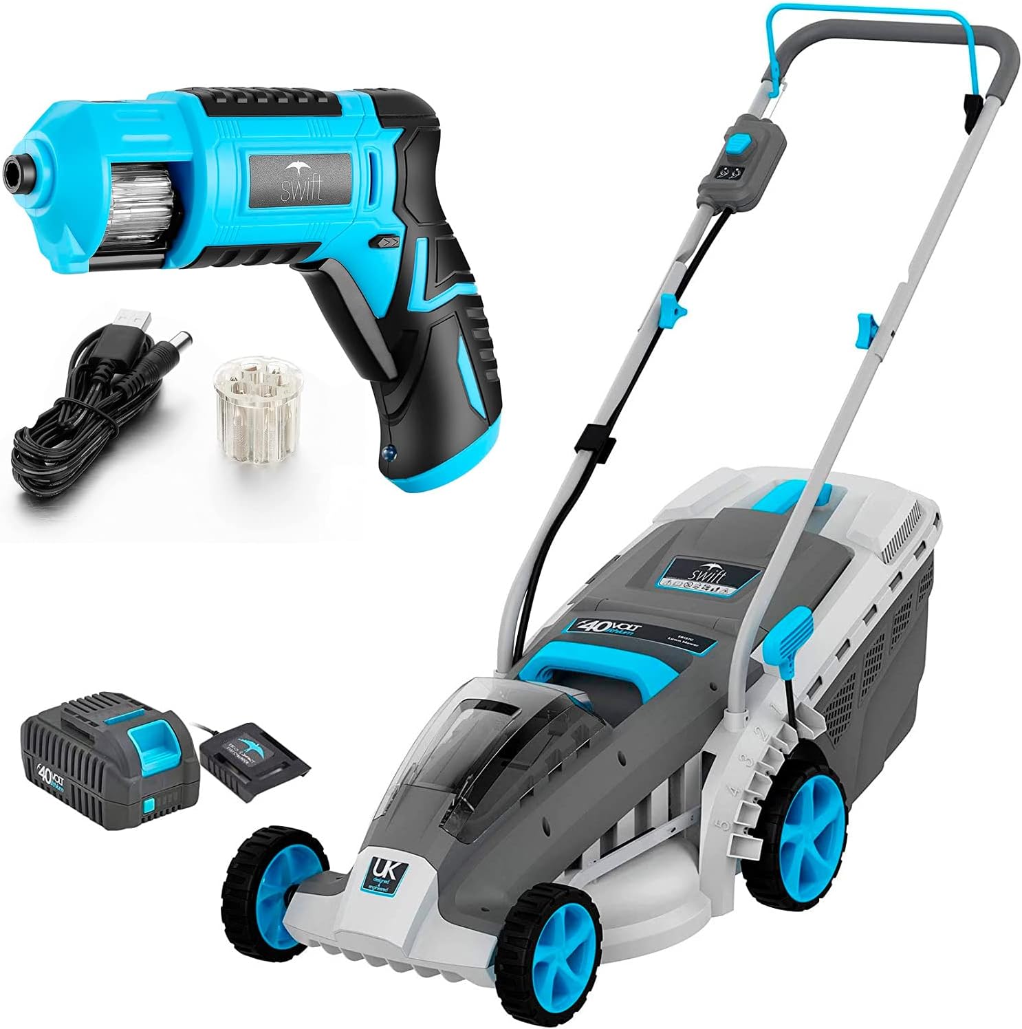 Cordless Lawn Mower, 18 Inch Lightweight Lawn Mower, 40V Lithium-ion Lawnmower w/Brushless Motor