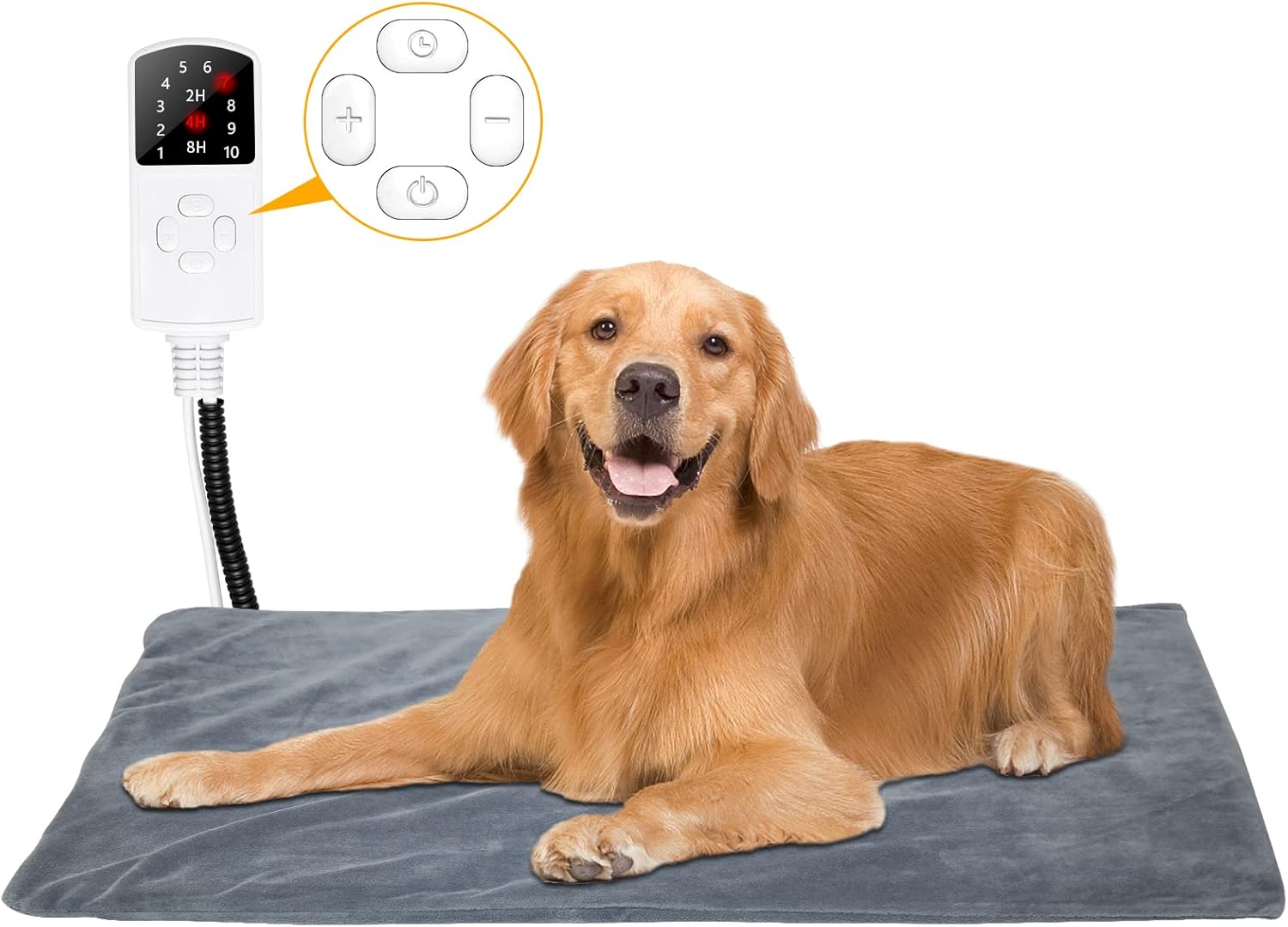 Pet Heating Pad, 27 x 18 Inch Temperature Adjustable Dog Cat Electric Heated Blanket Mat with Timer