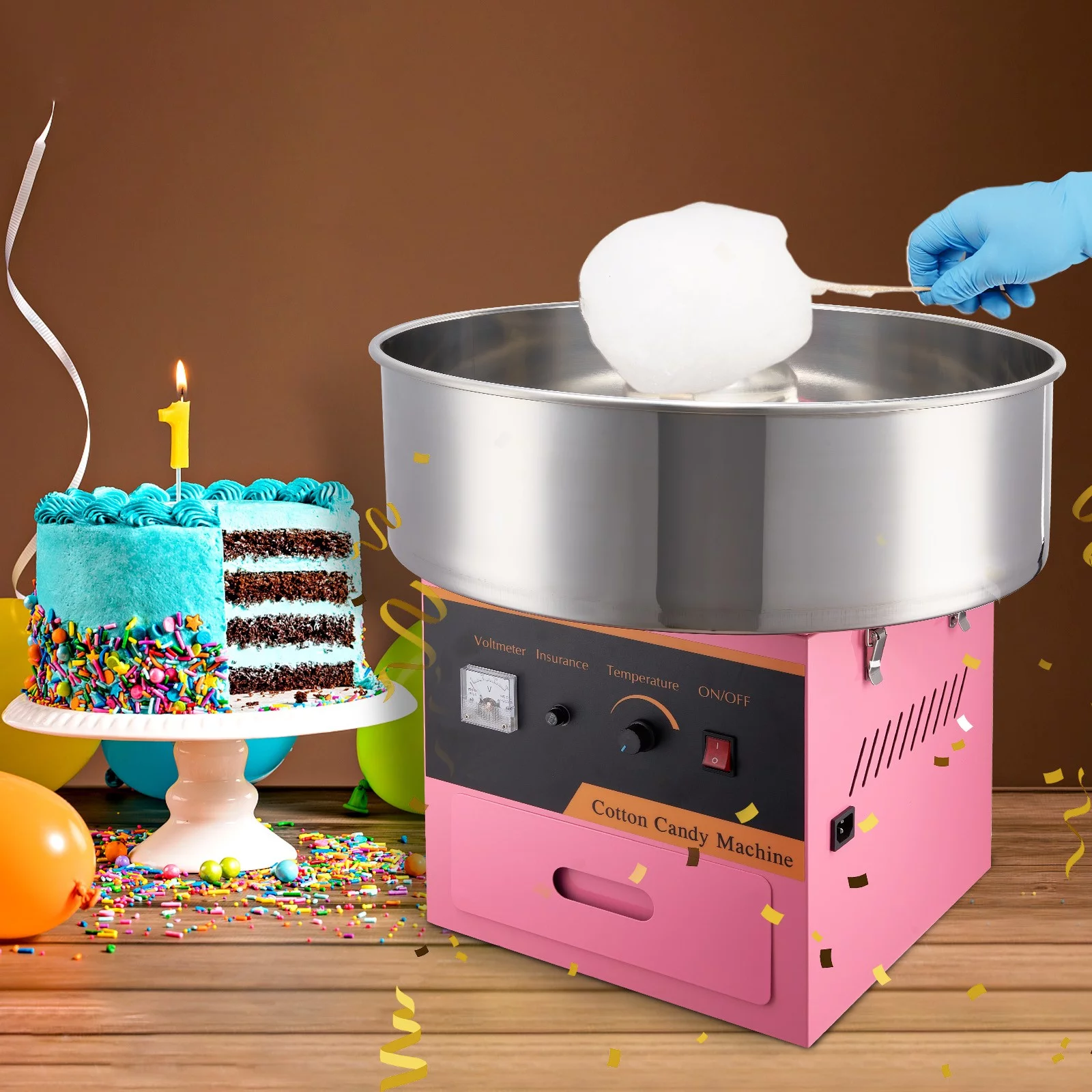 BENTISM Cotton Candy Machine Maker 21 Inch Stainless Steel Bowl