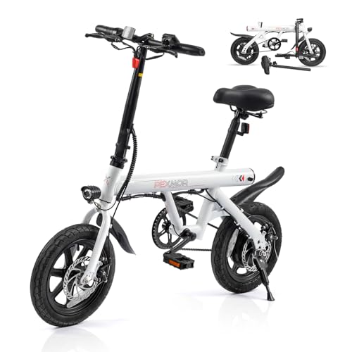 PEXMOR Electric Bike for Adults, 350W Motor (Peak 500W) Ebike 36V 6AH Battery, 14" Folding Commuter City Electric Bicycle for Adults/Teens