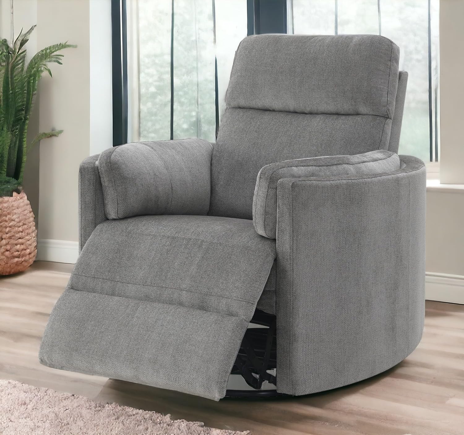 Sagen Glider Recliner w/Swivel, Charcoal Chenille LV01879