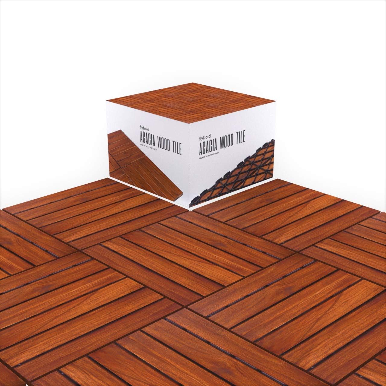Acacia Wood Outdoor Flooring Interlocking Deck Tiles Patio Flooring Outdoor Waterproof UV Protected All Weather Tile for Composite Decking Dance