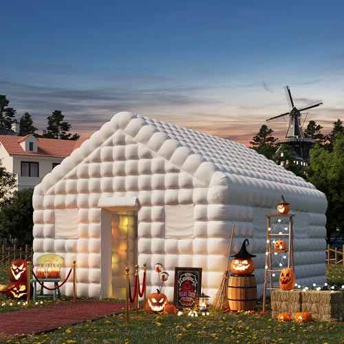 EROMMY 20x16.5x12 FT Large Black Inflatable Nightclub, Blow Up Party Tent Portable with 950W Blower