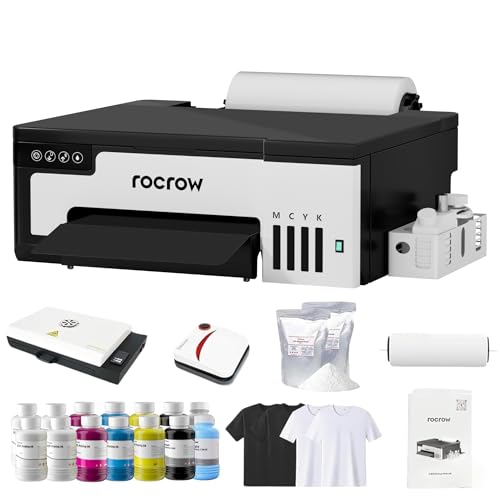 L8 DTF Printer, A4 Transfer Printing Machine with White Ink Mixing, Automatic Cleaning for DIY Print, Customized Printing, Includes Heat Press, Ink