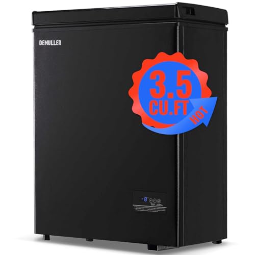 DEMULLER Mini Deep Freezer Top Open Door Compact Freezer Chest Freezer with Removable Storage Basket