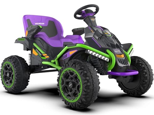 24V Ride on Toy for Big Kids, Kids' Electric Vehicles Outdoor Race Toy with 4 Strong Motors Total 300W Bluetooth Speaker and 24V 7AH Big Battery