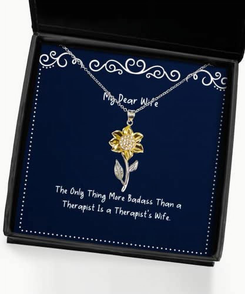 amangny Gag Wife Gifts, The Only Thing More Badass Than a Therapist is a, Perfect Holiday Sunflower Pendant Necklace Gifts for Wife