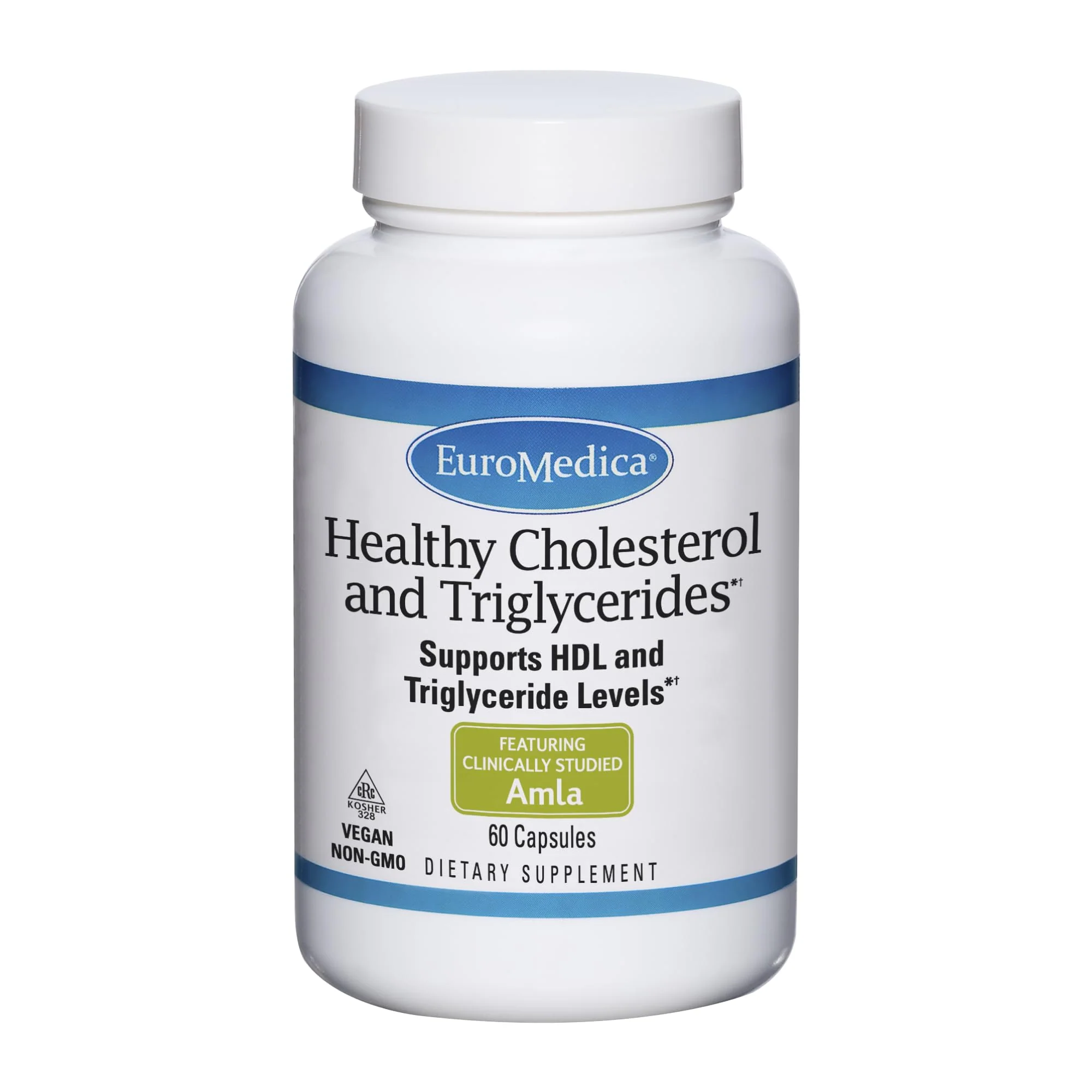 Euromedica Healthy Cholesterol and Triglycerides - 60 Capsules - Clinically Studied Amla - Supports Healthy HDL & Triglyceride Levels - Non-GMO
