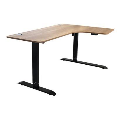 Elef Height Adjustable L-Shape Standing Desk Latitude Run Color: Oak/Black