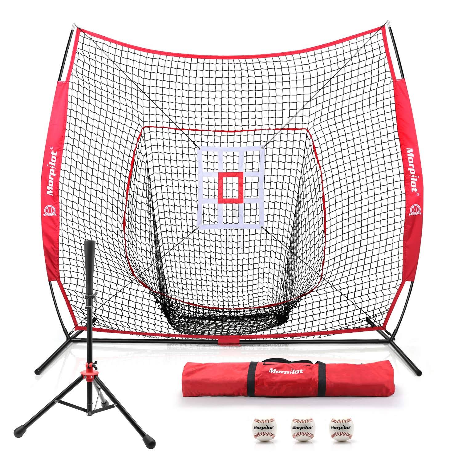 Keenstone 7&a7& Baseball Softball Practice Net | Hitting Pitching Batting Catching Fielding | with Batting Tee 3 Training Balls