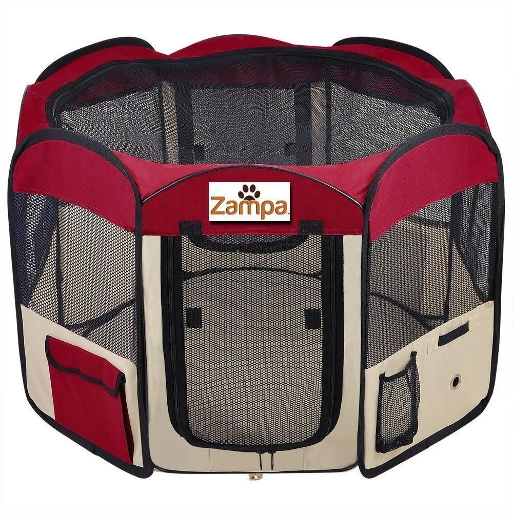 Zampa Pet 45x22 Playpen Foldable Portable Dog/Cat/Puppy Exercise Kennel for Small Medium