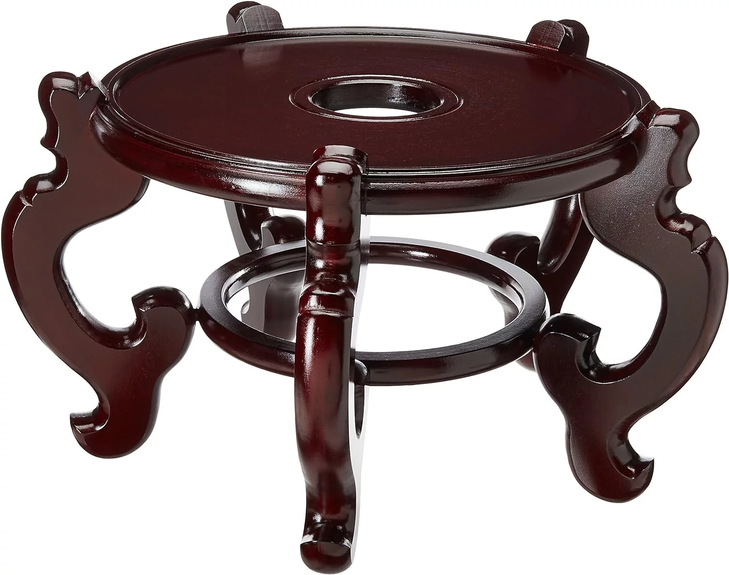 Oriental Furniture Rosewood Fishbowl Stand - Size 15.5 In. Base Diameter - Curated Treasures Market