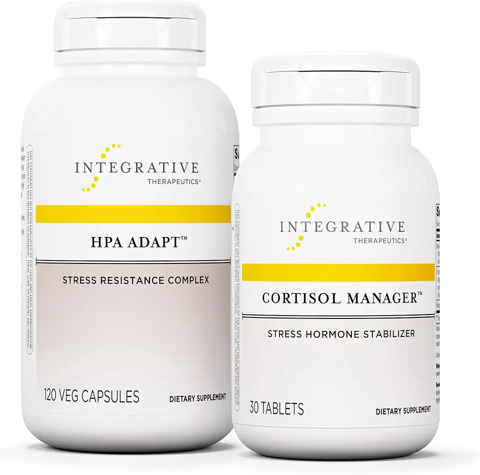 Integrative Therapeutics Bundle with Cortisol Manager, 30 Tablets - Stress Support Supplement with Ashwagandha* - & HPA Adapt, 120 Vegan Capsules