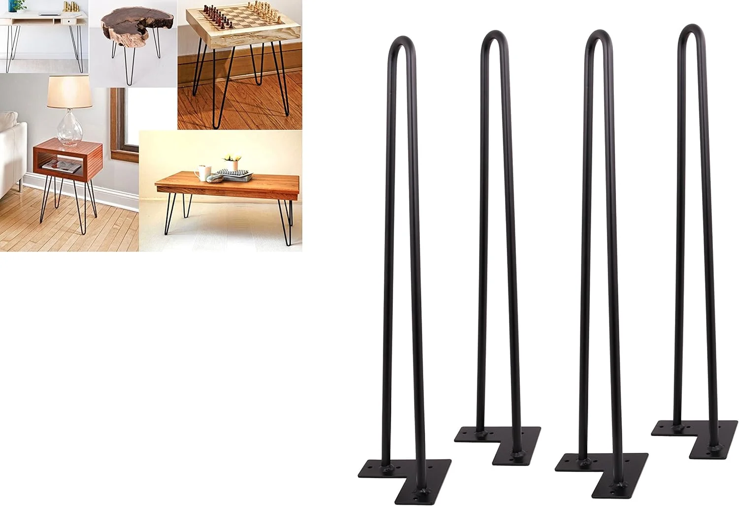 Hairpin Legs (Matte Black) DIY Industrial Strength Century Modern Table Legs, Set Of 4 (26'')