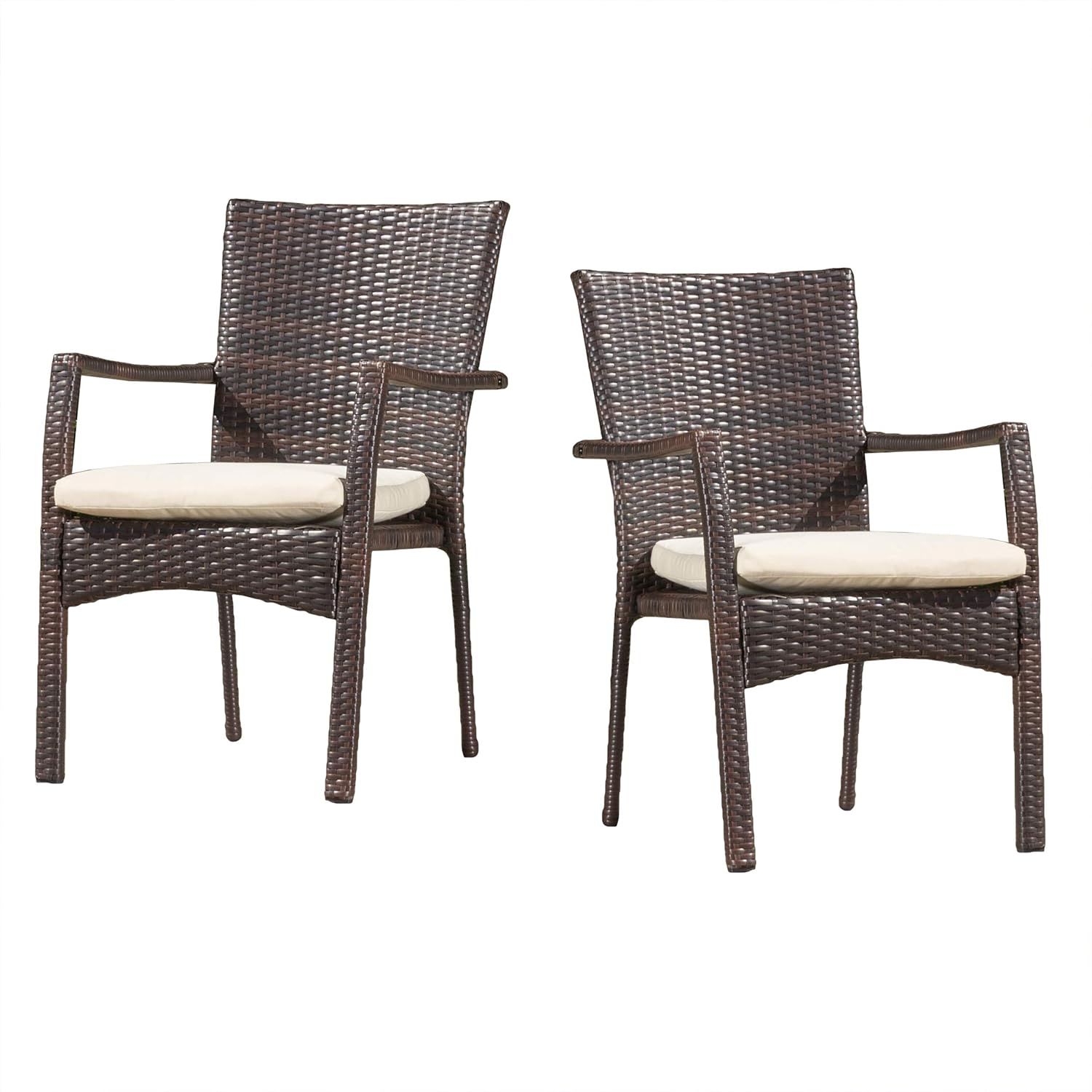 Christopher Knight Home Corsica Outdoor Wicker Dining Chairs, 2-Pcs Set, Multibrown