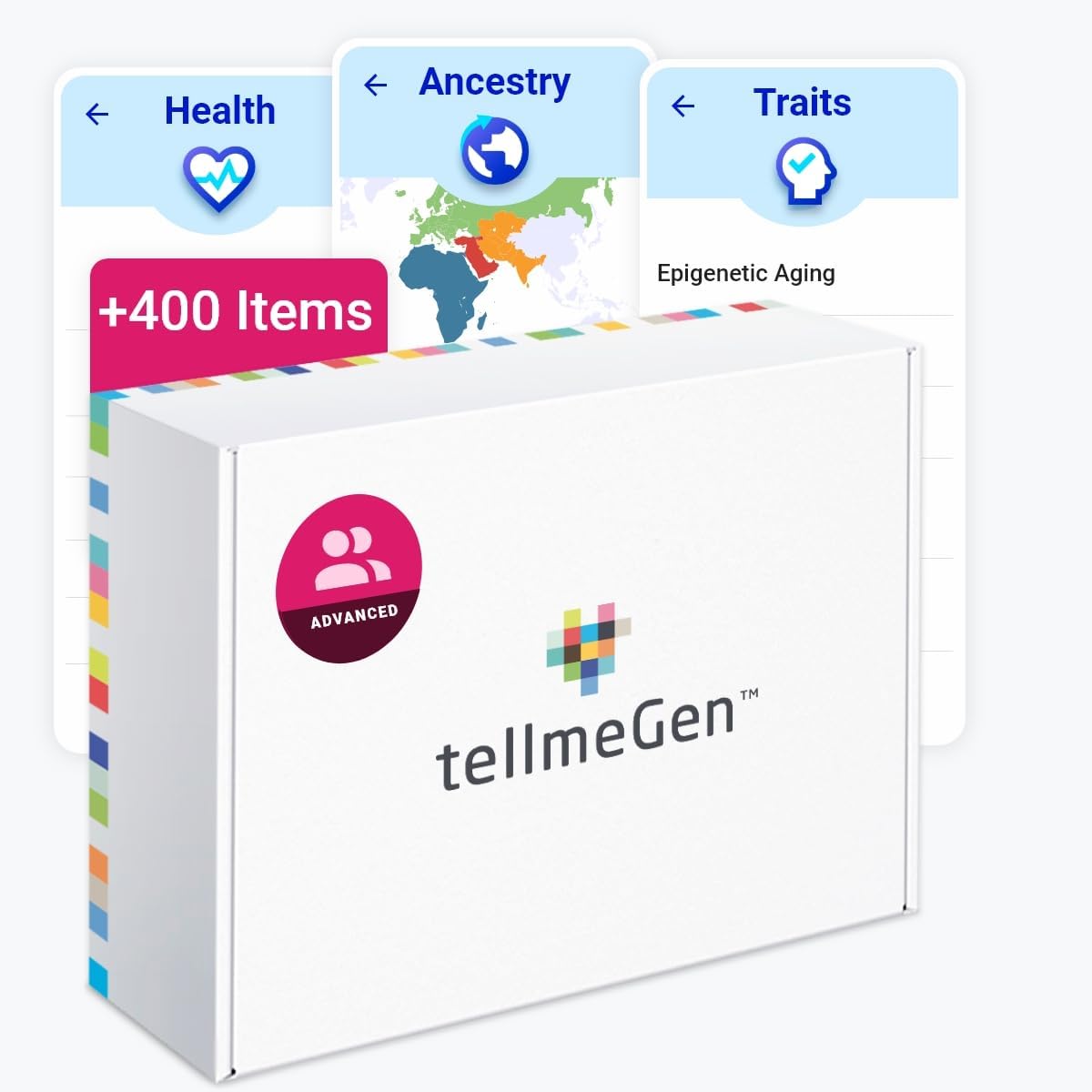 tellmeGen DNA Test Advanced Duo - 2 DNA Tests for Couple Genetic Testing (Ancestry - Health - Personal Traits