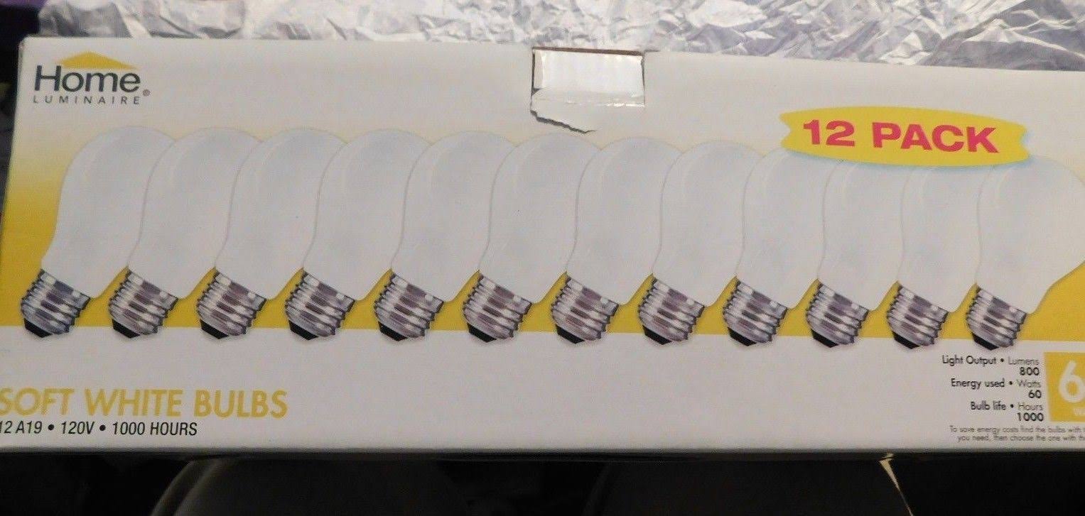 Home Luminaire 12 Pack 60 Watt Soft White Light Bulbs A19 Incandescent