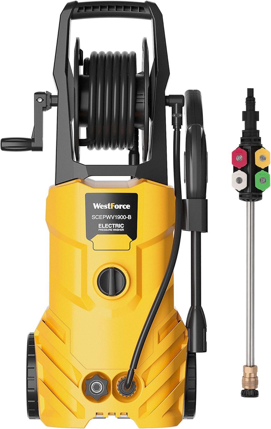 WestForce Electric Pressure Washer, 3000 PSI 1.85 GPM Power Washer, 1800 W High Power Cleaner with 5 Nozzles, Hose Reel, Detergent Tank Ideal for Car