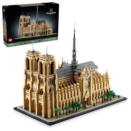 LEGO Architecture Notre-Dame de Paris Replica, Architectural Model Kit, Collectible Building Set for Adults, Build and Display Souvenir