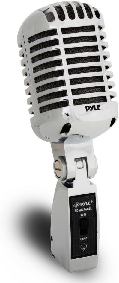 Pyle Classic Retro Dynamic Vocal Microphone - Old Vintage Style Metal Unidirectional Cardioid Mic with XLR Cable - Universal Stand Adapter