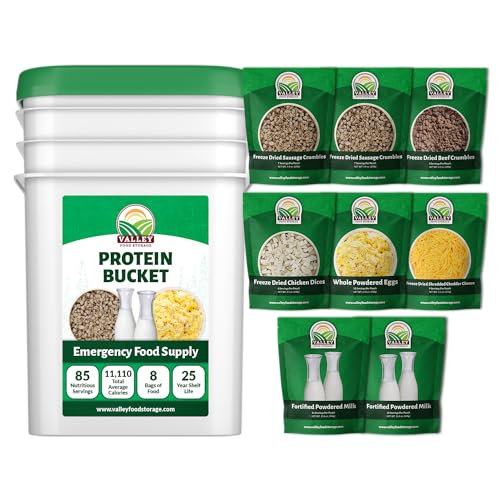 85 Serving Premium Protein Bucket | Freeze Dried Meat & Dairy Contains 1