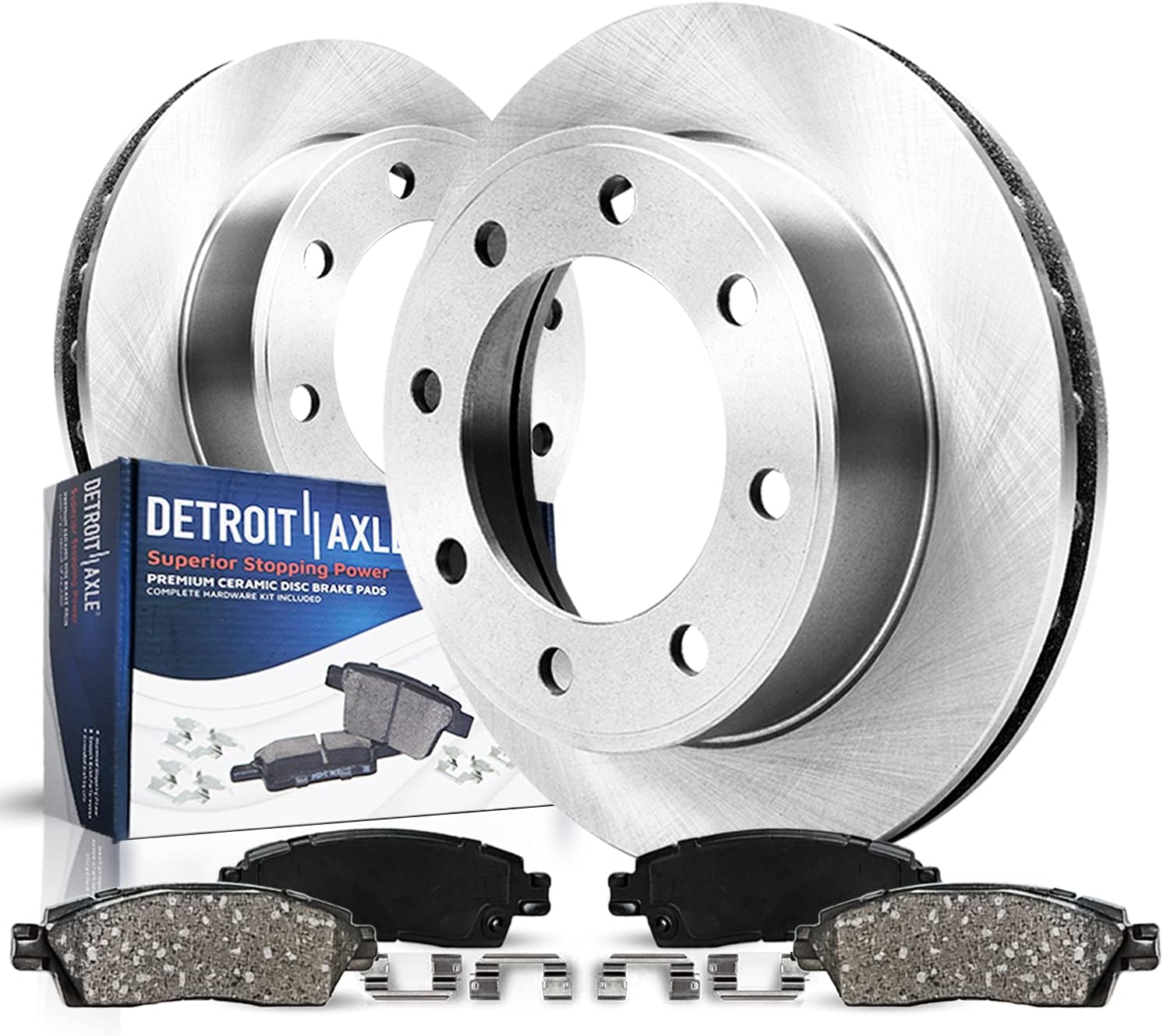 Detroit Axle - Front Disc Rotors + Brake Pads Replacement for 2011-2018 Chevy GMC Silverado Sierra 2500 3500 HD - 4pc Set