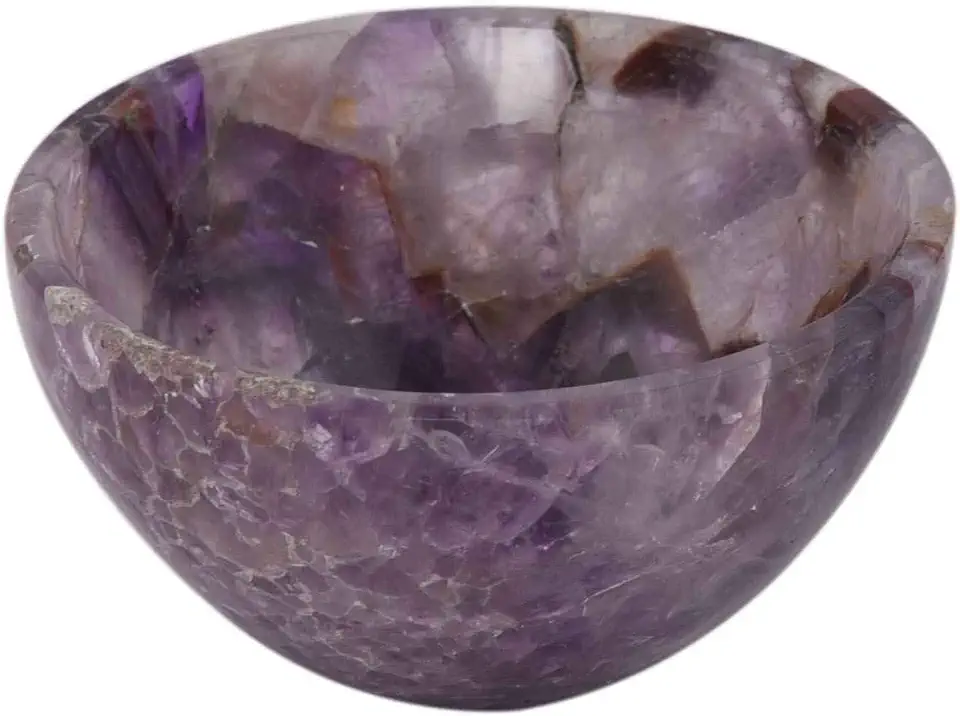 Handmade Carved African Amethyst Stone Bowl Reiki Gift Healing Crystal Charged I 3 Inches Approx - Kansas Nuitrition - HNZSDS