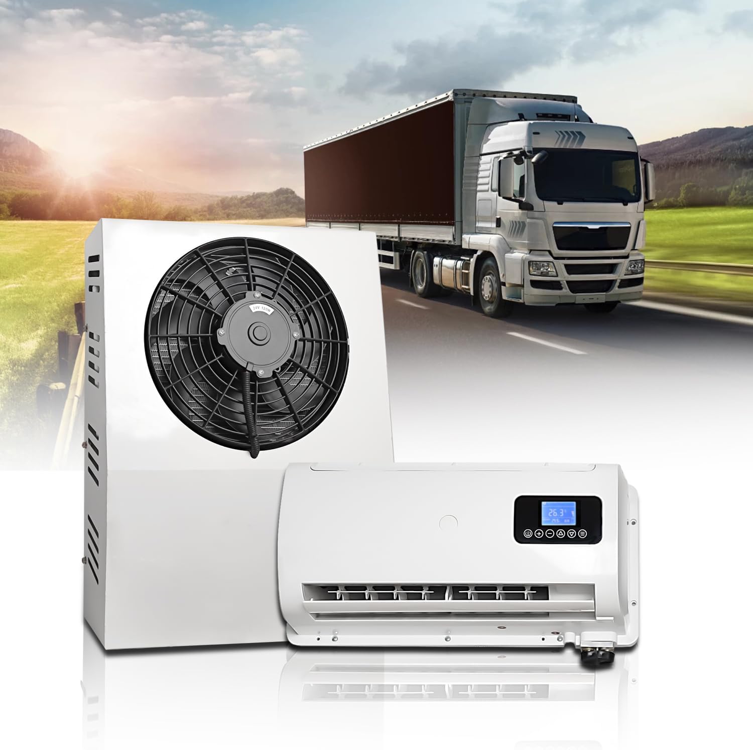 12V Air Conditioner 9000BTU, Mini Split 12 Volt Air Conditioner, Semi Truck 12 Volt DC Air Conditioner, Cooling Low Noise for Semi Trucks, Pickup