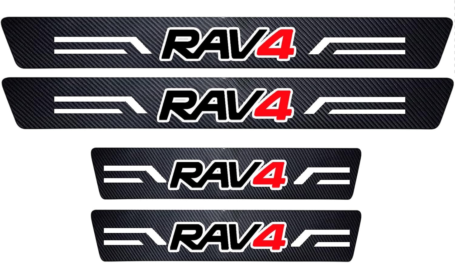 4pcs Compatible with RAV4 Door Entry Guard Decal Sticker Carbon Fiber Front/Rear Scuff Plate Guard,RAV4 Door Sill Decoration,Door Sill Protector