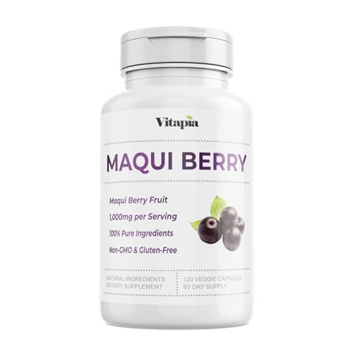 Vitapia Maqui Berry 1000mg - Maqui Berry Powder Supplement - Vegan Friendly, Non-GMO and Gluten-Free - 120 Veggie Capsules - Kansas Nuitrition