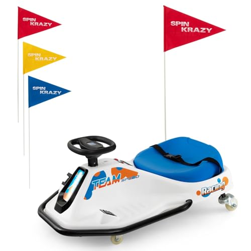 Costzon Electric Drifting Go Kart for Kids, 24V Kids Ride On Drift Car w/360° Spin, Wireless Connection & USB, Radio & Music, Slow Start
