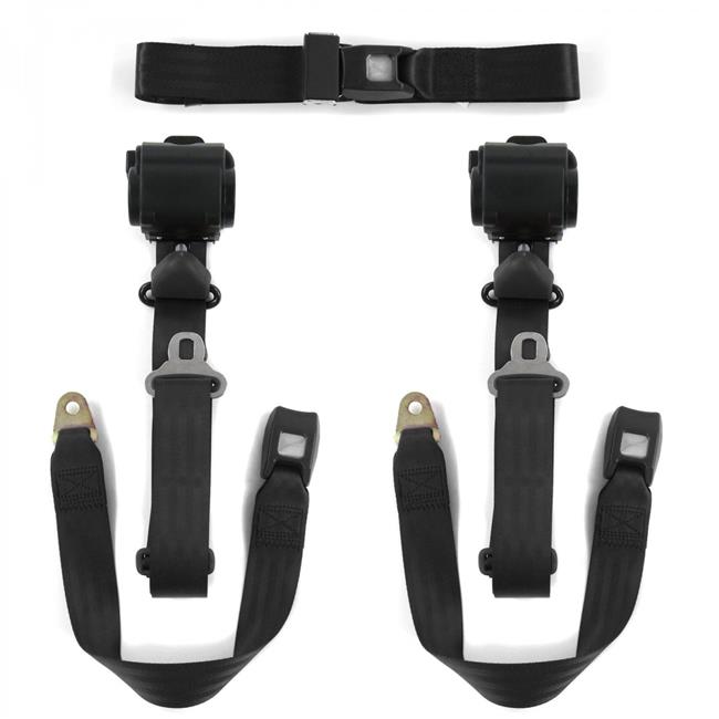 SafeTBoy  Standard 3 Point Black Retractable Bench Seat Belt Kit for Ford Falcon 1964-1965 - 3 Belts