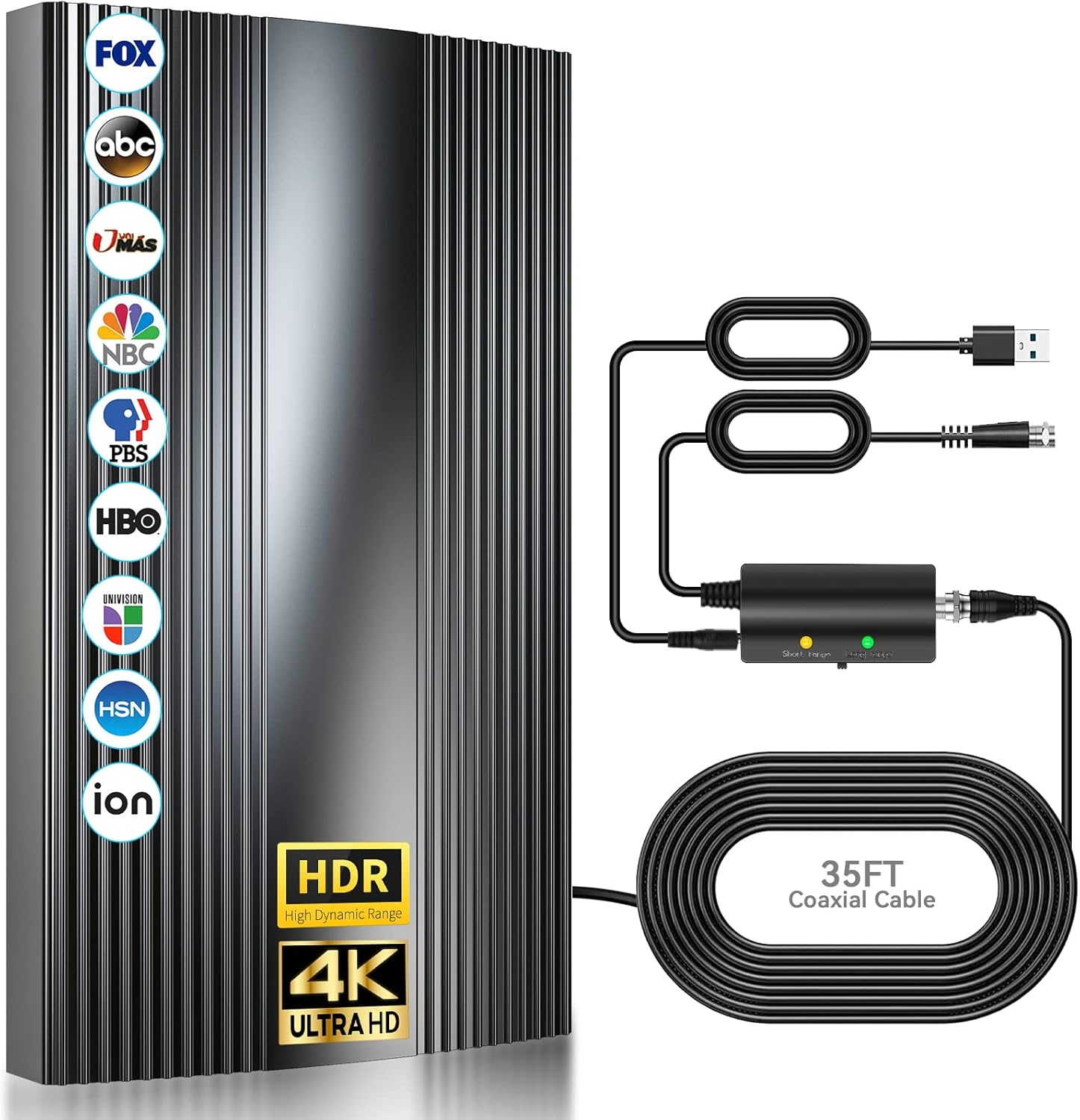 2022 Latest Digital TV Antenna up 380 Miles Range-Indoor/Outdoor Digital Antenna with Smart Amplifer Booster/35ft Thick Coaxial Cable