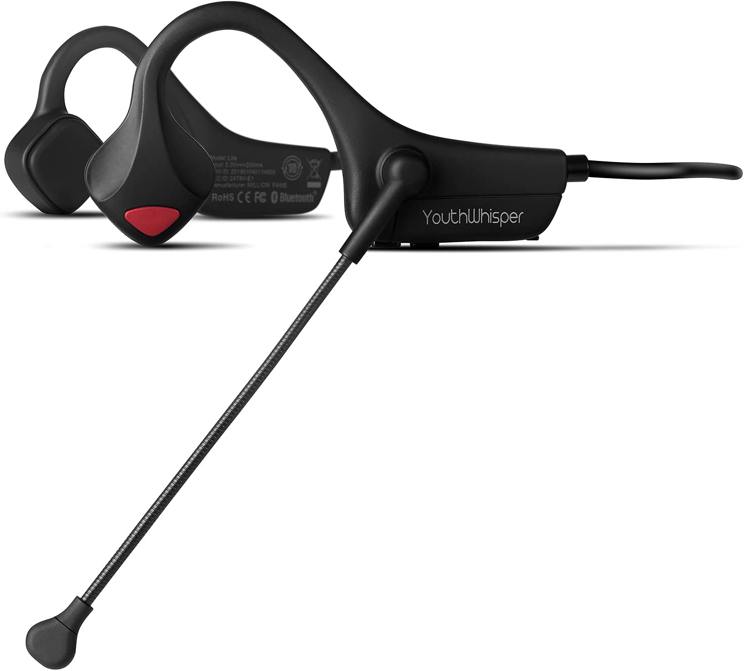 Bone Conduction Bluetooth Headphones, Open-Ear Headphones with Boom Microphone, Wireless Headset for Work, Learning, Running, Driving（Pro） Pack of 2