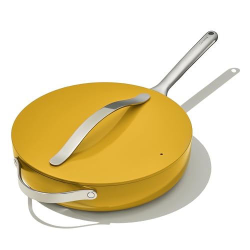 Caraway Nonstick Ceramic Sauté Pan with Lid (4.5 qt, 11.8") - Non Toxic, PTFE & PFOA Free - Oven Safe & Compatible with All Stovetops (Gas