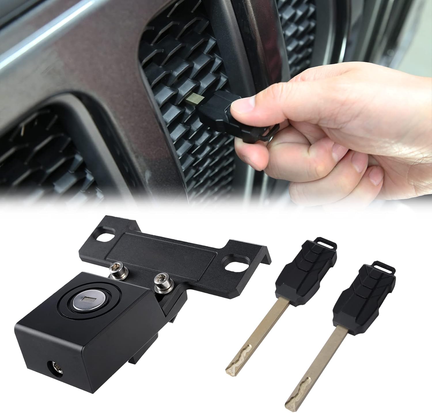Hood Lock Hood Catch Latche with 2 Keys Anti-Theft for 2018-2022 Jeep Wrangler JL JLU(Keep Original Grill) Pack of 2